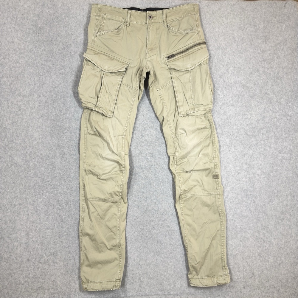 G - STAR Raw Rovic Zip 3D Straight Tapered Cargo Pants 32x36 Khaki Tan Utility